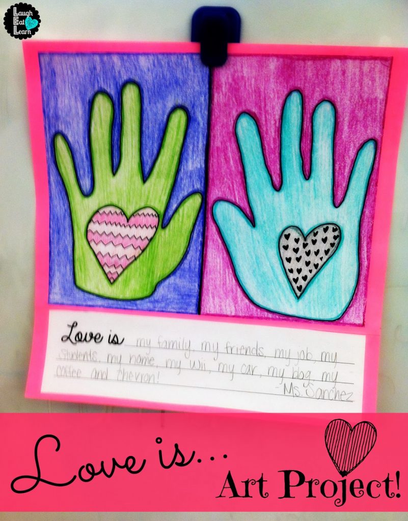 With Valentine's Day around the corner, I had my students create these handprint art projects with partners. They then wrote a couple sentences about what love it. Grab the freebie and share love in your classroom today! 