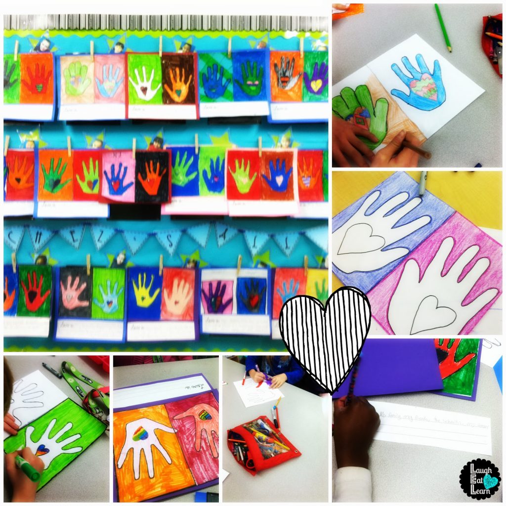With Valentine's Day around the corner, I had my students create these handprint art projects with partners. They then wrote a couple sentences about what love it. Grab the freebie and share love in your classroom today! 