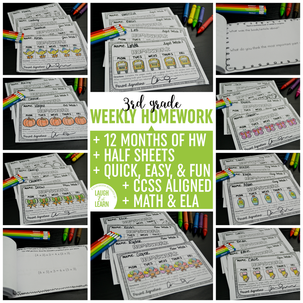 Hate homework? I did too until I completely switched up my third grade classroom with these weekly homework packs. They are a perfect communication between Common Core standards, math, and ELA in small half sheet packets. Your students will love doing these quick practices and the parents will thank you for not sending too much home (just enough!)