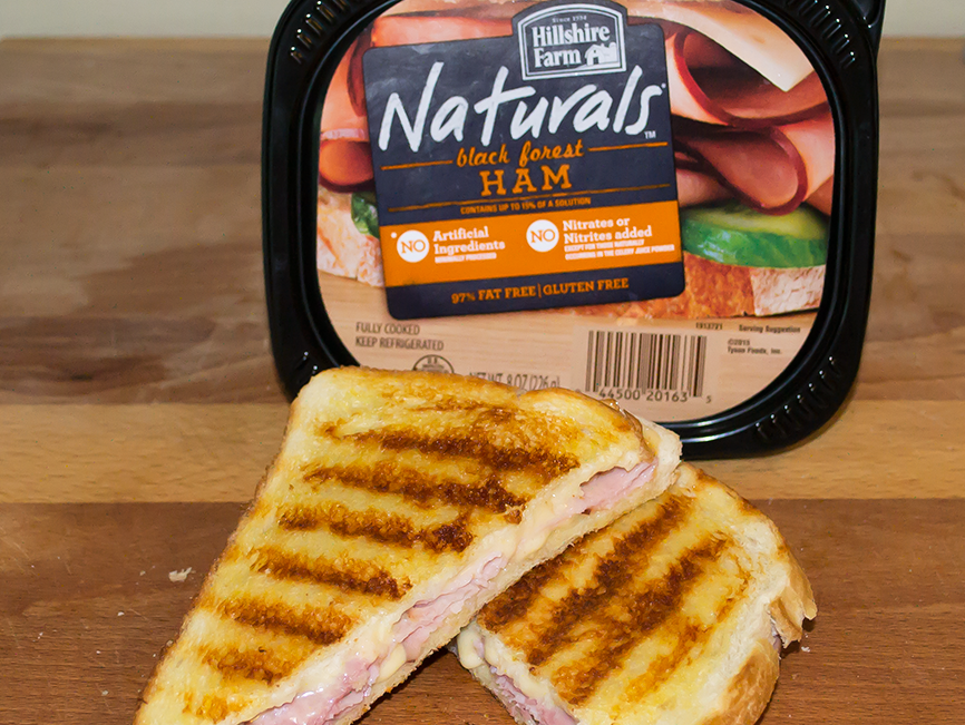 Raise your hand if you loved grilled cheese as a child? I did... and I still do as a adult! This grown up version is made with sourdough bread, gouda cheese, and tasty Hillshire Farm Naturals ham in the middle! This combo is perfect on it's own or with a side of tomato soup. 