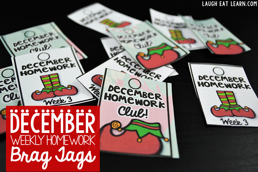December Weekly Homework Brag Tags
