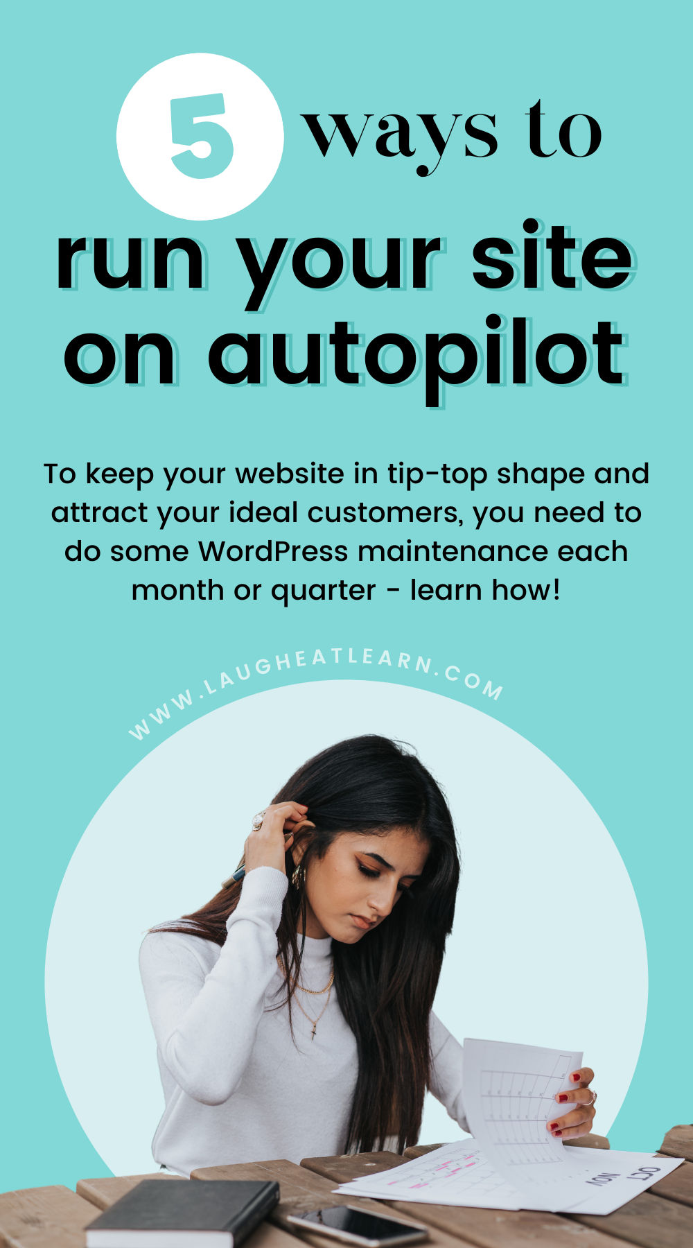 Pin that says "5 ways to run your site on autopilot"
