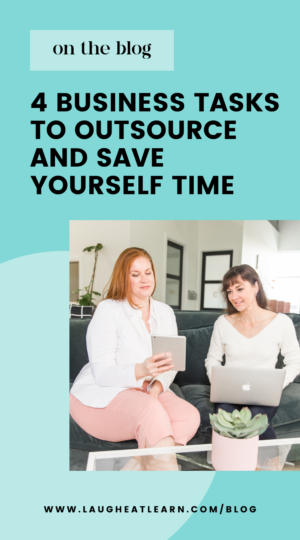 A pin image that says, "4 business tasks to outsource and save yourself time". 