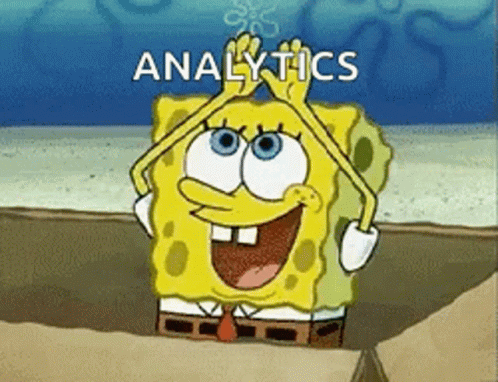 A GIF that says "analytics"