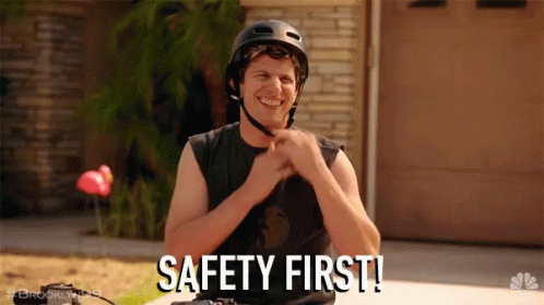 A gif of a man saying "safety first" talking about the importance of safety with WooCommerce.