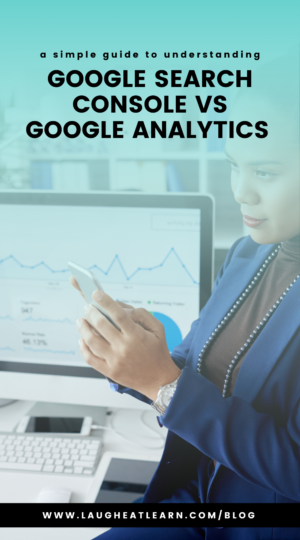 Pin that says, "Google search console vs google analytics"