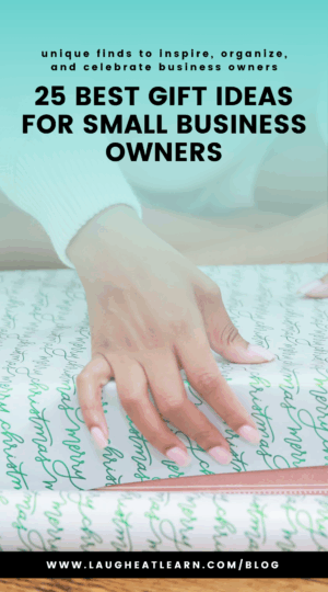 Pin that says, "25 best gift ideas for small business owners."
