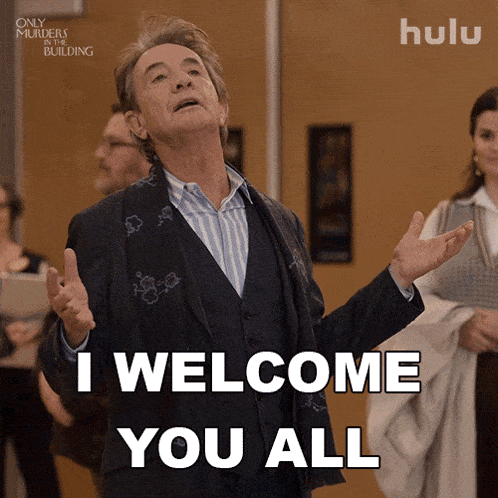GIF that says, "I welcome you all."