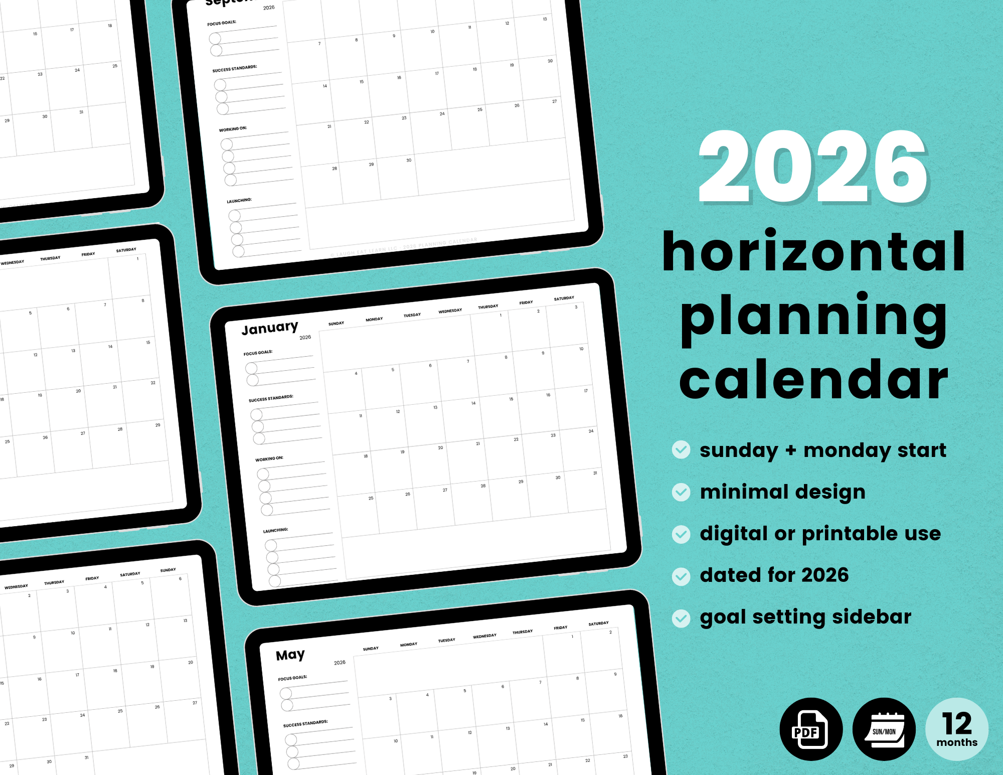 2026 Horizontal Planning Calendar